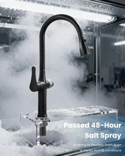 Miniatura 7 de APPASO Grifo de cocina negro con filtro de agua, mangueras certificadas por cUPC, grifos de fregadero de 3 vías con rociador extraíble, 3 modos