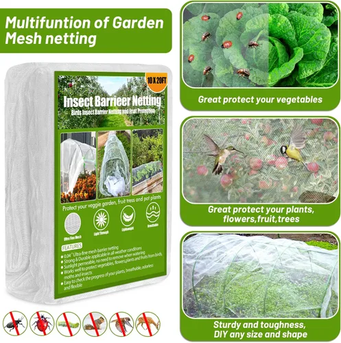 Miniatura 3 de Cludoo Kit de 67 redes de malla de jardín, 6 juegos de aros de jardín anchos con cubiertas de jardín de 10 x 20 pies, red de pájaros y 12 clips
