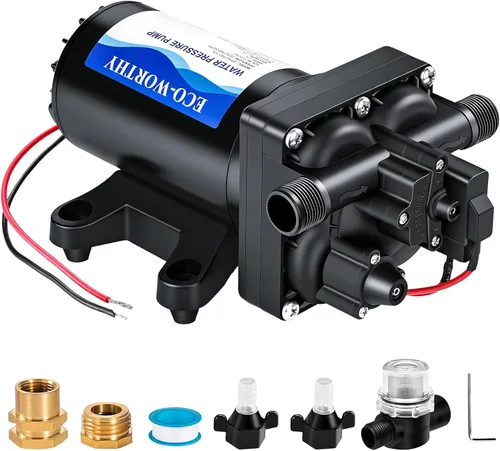 Miniatura 11 de ECO-WORTHY - Bomba de presión de diafragma de agua de la serie 33, industrial, 110V AC, flujo de 4.0 GPM, presión nominal de 50 PSI, bomba