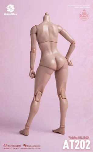 Miniatura 4 de OBEST Worldbox AT202 - Figura de cuerpo súper flexible y duradero a escala 1/6, tipo de cuerpo regordete con pies desmontables, figuras de acción
