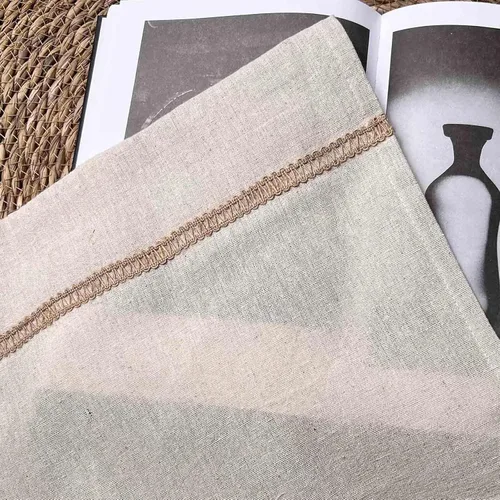 Miniatura 5 de Cenefa de lino de algodón para ventanas con ribete de encaje de arpillera rústica de 12 pulgadas, cenefa de cocina con bolsillo para barra, cortina