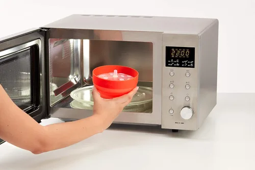 Miniatura 6 de Lékué - Mini máquina para hacer palomitas de maíz para microondas, talla XS, color rojo, tazón de palomitas emergente rápido y saludable, sirve