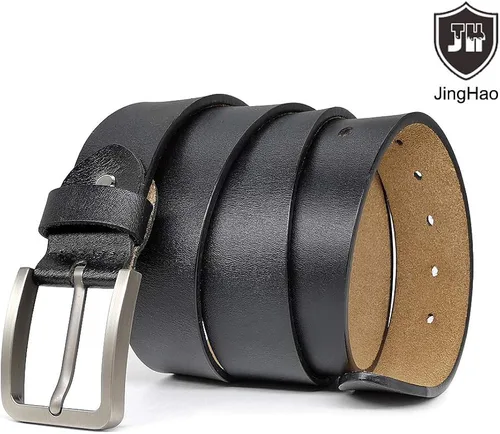 Miniatura 2 de JingHao Cinturón para hombre grande y alto de 30 a 65 pulgadas, cinturones de cuero genuino para hombre, cinturón casual de trabajo, pantalones