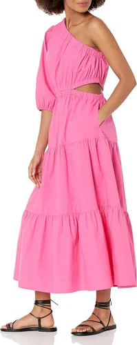 Miniatura 3 de The Drop Vestido midi escalonado de abril con un solo hombro para mujer