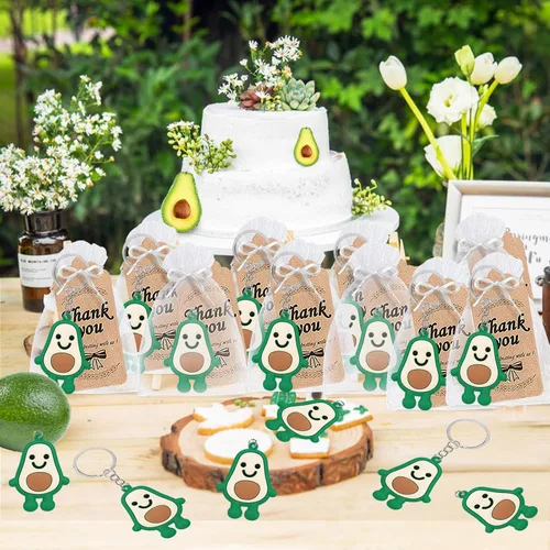 Miniatura 3 de CiciBear Paquete de 24 llaveros de aguacate para decoración de fiesta para invitados, fiesta temática de frutas, baby shower, fiesta escolar