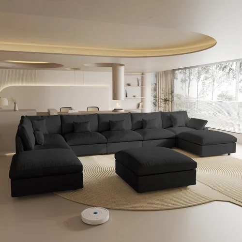 Miniatura 24 de WJShome Sofá Seccional Cloud Couch de 83 pulgadas para sala de estar, sofá seccional modular relleno de plumón, sofás en forma de L con otomana