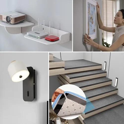 Miniatura 32 de Art3d 20 juegos de cinta adhesiva de gancho y bucle, tira adhesiva de doble cara de 4 x 6 pulgadas, resistente Negro