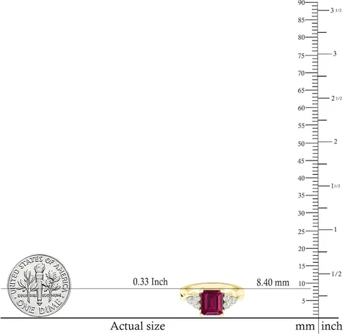 Miniatura 5 de Dazzlingrock Collection 8x6mm Emerald Shape Center Lab Created Ruby & 2.2mm Round White Sapphire on Side Crisscross Shank Engagement Ring for Her in