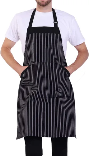BIGHAS - Delantal ajustable con babero y lazos largos, disponible en 18 colores, ideal para chefs, cocina, hogar, restaurante, mujeres, hombres,