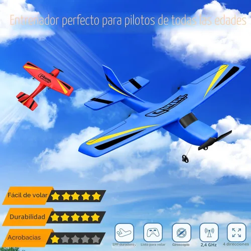 Miniatura 2 de HAWK'S WORK Avión RC de 2 canales, avión RC listo para volar, avión de control remoto de 2.4 GHz, planeador RC fácil de volar para niños y Rojo