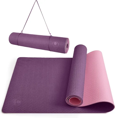 Miniatura 10 de IUGA Tapete de yoga antideslizante y antidesgarros, ecológico, tapete de yoga caliente, tapete grueso para entrenamiento y ejercicio para yoga, Gris