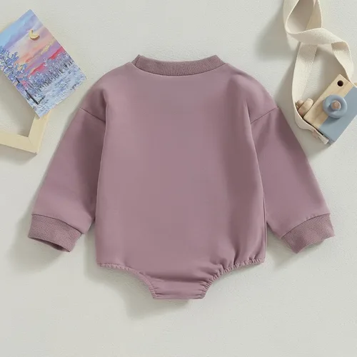 Miniatura 6 de Mameluco de manga larga con bloques de color para bebé, niño, niña, con bolsillo, cuello redondo, sudadera básica para otoño e invierno