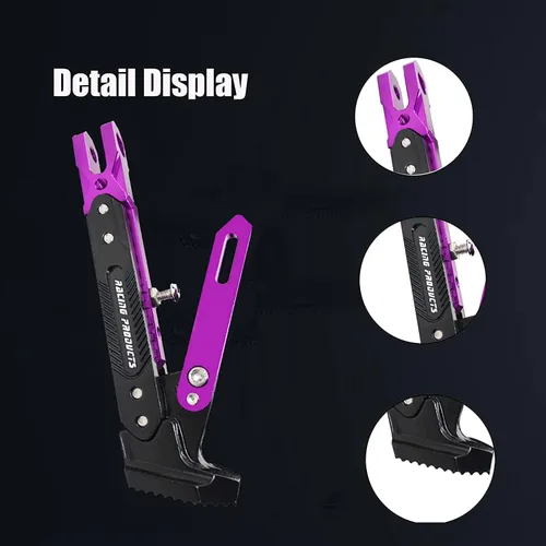 Miniatura 2 de Pata de cabra CNC ajustable para motocicleta, soporte universal de aluminio para motor y scooter, pata lateral modificada, accesorios de motocicleta