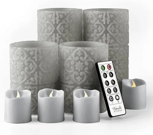 Miniatura 20 de FURORA LIGHTING Velas sin llama verde ombré, cera real, brillo ajustable, control remoto y temporizador, 4 pilares (3 x 4, 3 x 6) y 4 votivos