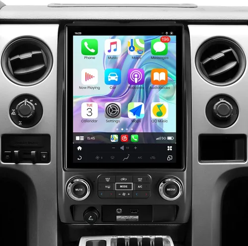 Actualización de radio de coche para Ford F150 2009-2012 (solo CA automática), pantalla táctil QLED de 12.1 pulgadas, estéreo inalámbrico CarPlay y