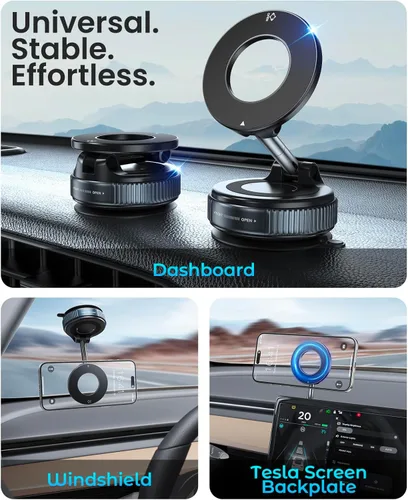 Miniatura 2 de Jononser Soporte magnético de teléfono con ventosa para Magsafe, soporte magnético ajustable de 360° para teléfono de automóvil, soporte plegable