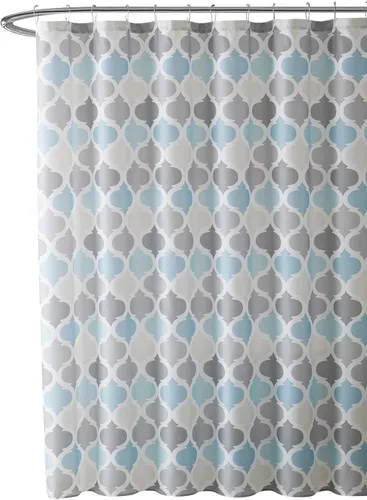 Miniatura 4 de VCNY Home Cortina de ducha universal de tela para baño para hombres o mujeres: tonos apagados de azul y gris (Conrad Multi)