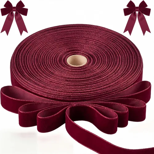 Miniatura 9 de Cinta de terciopelo de Navidad de 100 yardas, cinta ancha de Navidad con cable, cinta de Navidad para exteriores, impermeable, envoltura