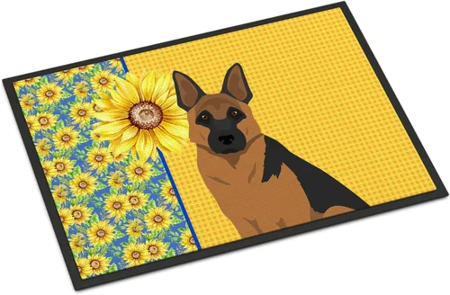 Miniatura 84 de Caroline's Treasures WDK5313MAT Airedale Terrier - Tapete para puerta delantera de 18 x 27 pulgadas, diseño de girasoles de verano, para entrada