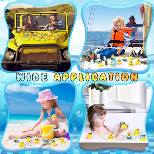 Miniatura 5 de Honoson 36 piezas de patitos de goma de verano a granel, mini pato de goma para baño, tina, patito chirriante lindo para aula, carnaval, verano