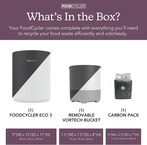 Miniatura 4 de Food Cycler Eco 3 Reciclador de Alimentos Compacto para Cocina Alternativa de Encimera de Compostaje Interior Dispositivo Eléctrico de Gris