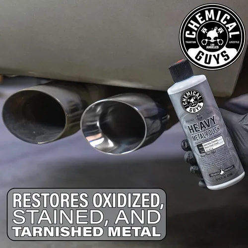 Miniatura 3 de Chemical Guys, Heavy Metal Polish SPI_402_16 - Abrillantador pesado restaurador y protector para metales (16 oz) y toallas de microfibra de grado