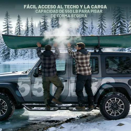 Miniatura 3 de OEDRO - Estribos con diseño de doble escalera fabricados totalmente de acero; escalones laterales atornillables recubiertos de polvo negro