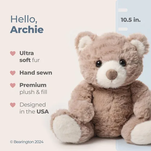 Miniatura 2 de Bearington Archie Oso de Peluche Animal de Peluche - Oso de Peluche Suave de 10.5" con Pelaje Despeinado y Base Pesada - Juguete Ultra Mimoso