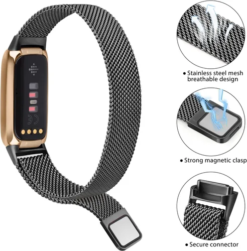 Miniatura 2 de Vanjua Correa de metal compatible con Fitbit Luxe, correa de repuesto ajustable de malla de acero inoxidable para Fitbit Luxe/Luxe edición especial