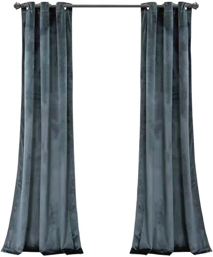Miniatura 9 de Lush Decor Prima Velvet Sólido - Par de paneles de cortinas para ventana con ojales de filtrado de luz, 95" L x 38" A, Negro