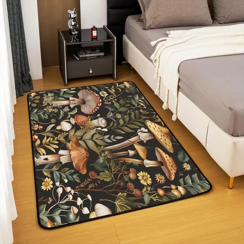 Miniatura 4 de Feelyou Linda alfombra decorativa de hongos para sala de estar, alfombra de área de hongos de dibujos animados de 3 x 5 para niños, niñas