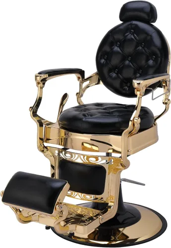 Miniatura 11 de OmySalon Silla de peluquería vintage multiusos, resistente, hidráulica reclinable, silla de belleza estilo retro, giratoria de 360 grados para Negro