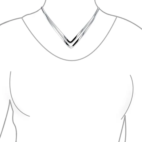 Miniatura 2 de Gargantilla básica simple con doble forma de V collar geométrico para mujer plata esterlina 925 Metal