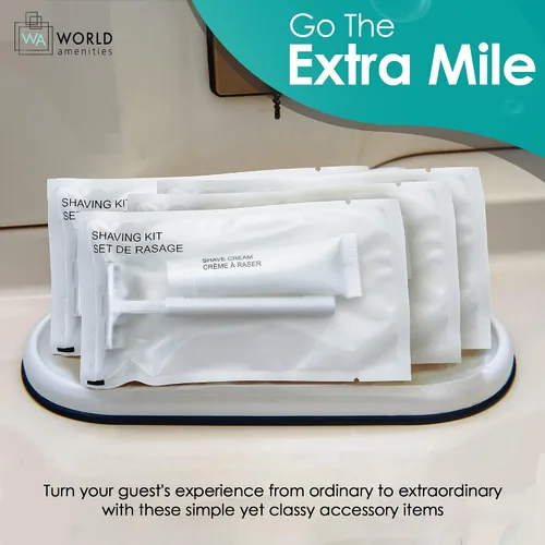 Miniatura 5 de World Amenities Kit de afeitado (Clear Frosted Sachet) - Servicios del hotel 288 unidades - Incluye maquinilla de afeitar de hoja doble y crema