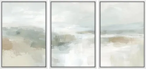 Miniatura 333 de SIGNWIN Lienzo enmarcado para pared, arte con pinceladas de flujo neutro en tonos beige abstractos, ilustraciones, arte moderno, decorativo