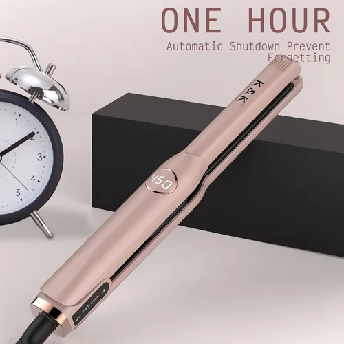 Miniatura 8 de Mini plancha plana de 1/2 pulgada, pantalla LED, turmalina, titanio, placa de cerámica 4D giratoria de 360° para mujer, pelo corto, temperatura Oro