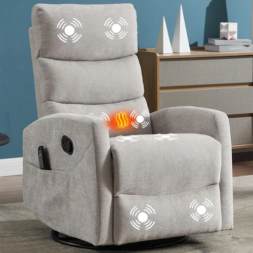 Miniatura 8 de Silla reclinable con masaje y calor, silla reclinable giratoria con respaldo alto, sillones reclinables manuales Lazy Boy para adultos, silla