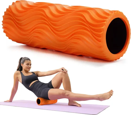 Rodillo de espuma, rodillo de espuma de alta densidad de 15 pulgadas, rodillo de masaje con textura ondulada para masaje muscular profundo, pilates,