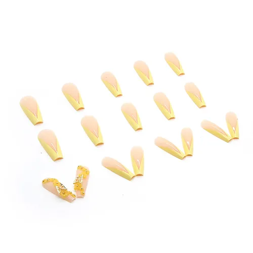 Miniatura 4 de Uñas postizas largas a presión, punta francesa de bailarina, 24 uñas postizas reutilizables de cobertura completa con pestañas adhesivas, uñas