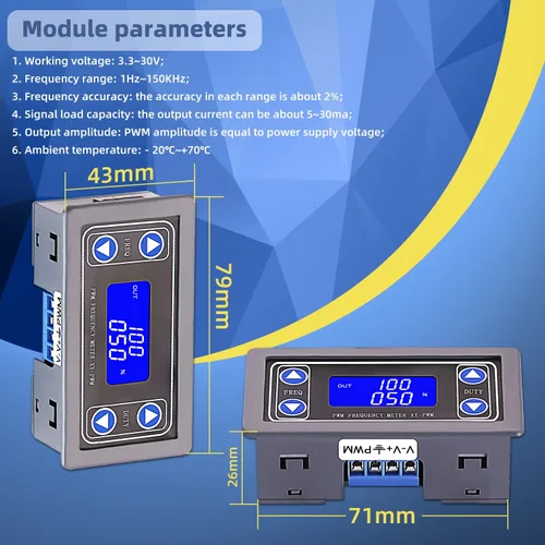 Miniatura 2 de Generador de señal ajustable, frecuencia de pulso PWM ciclo de trabajo rectangular onda cuadrada generador de señal DC 3.3-35V 5-30mA módulo