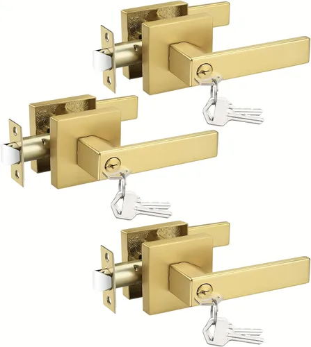 Miniatura 17 de Probrico - Paquete de 6 manijas de puerta para entrada de dormitorio interior, perillas de puerta con cerradura de una llave, entrada con llaves