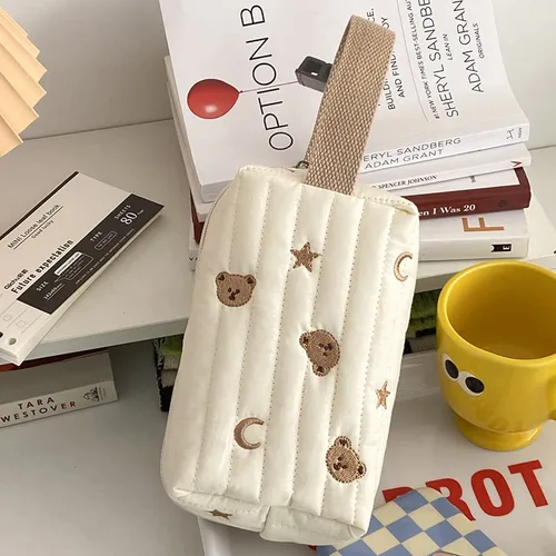 Miniatura 5 de Bolsa de maquillaje Kawaii Bear Coquette, bolsa para cosméticos y cosméticos, bolsa organizadora de viaje, bonita bolsa acolchada para artículos