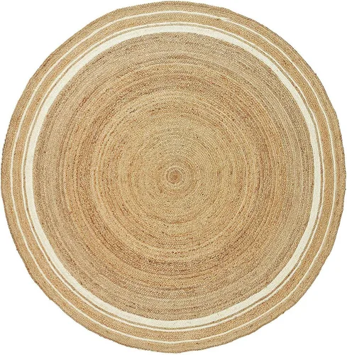 Miniatura 6 de Alfombra de yute natural trenzada a mano redonda alfombra de área hecha a mano para decoración del hogar (4 pies redondos (48 x 48 pulgadas), línea