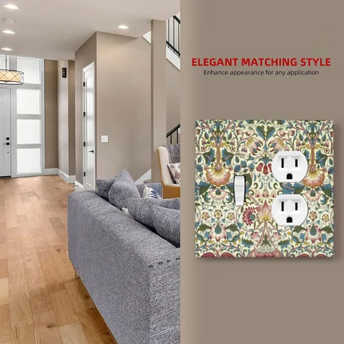 Miniatura 908 de Placa Decorativa de Pared de Granja Rústica con Cuerno de Madera para Puerta de Granero 1 Banda Duplex Cubiertas de Toma Eléctrica Soltera