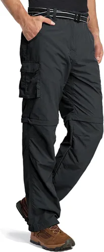 MAGCOMSEN Pantalones de senderismo para hombre, 5 bolsillos grandes, convertibles, con cremallera, de secado rápido, ligeros, pantalones de trabajo