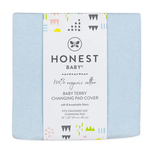 Miniatura 2 de HonestBaby Funda para cambiador de algodón orgánico unisex para bebé y pijamas para niños pequeños, azul claro (algodón terry), paquete de 1 unidad