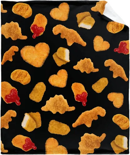 Miniatura 13 de Manta de Nuggets de Pollo - Manta de Franela Ultra Suave de Nuggets de Dinosaurio para Niños - Divertida Manta de Comida Decoración del Hogar