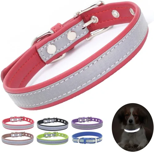 Miniatura 12 de High Bright - Collar reflectante de piel sintética para cachorros, de piel sintética con reflejo de seguridad, collares reflectantes para mascotas