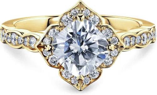 Miniatura 8 de Kobelli Anillo de compromiso con halo floral de moissanita (G-H) de 1 13 CTW - Múltiples opciones de oro