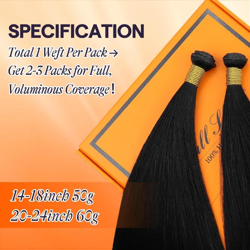 Miniatura 4 de Full Shine Genius Extensiones de cabello con trama atadas a mano, para coser sin costuras, cabello humano real, extensiones de cabello sedoso